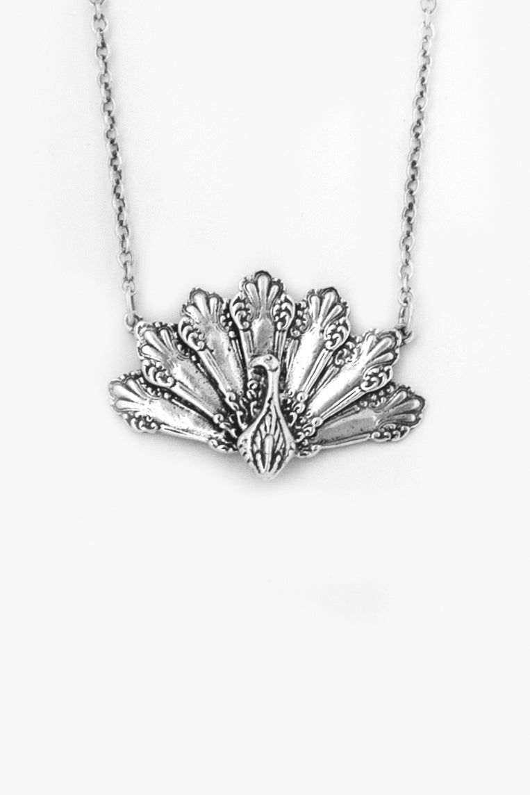 Peacock Sterling  Silver Necklace - Silver Spoon Jewelry