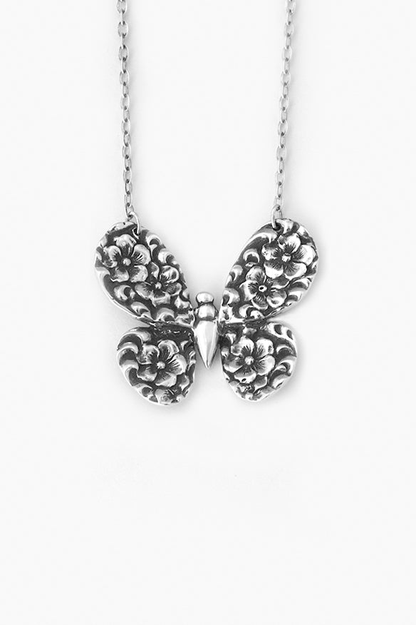 Olive Butterfly Sterling Silver Necklace - Silver Spoon Jewelry