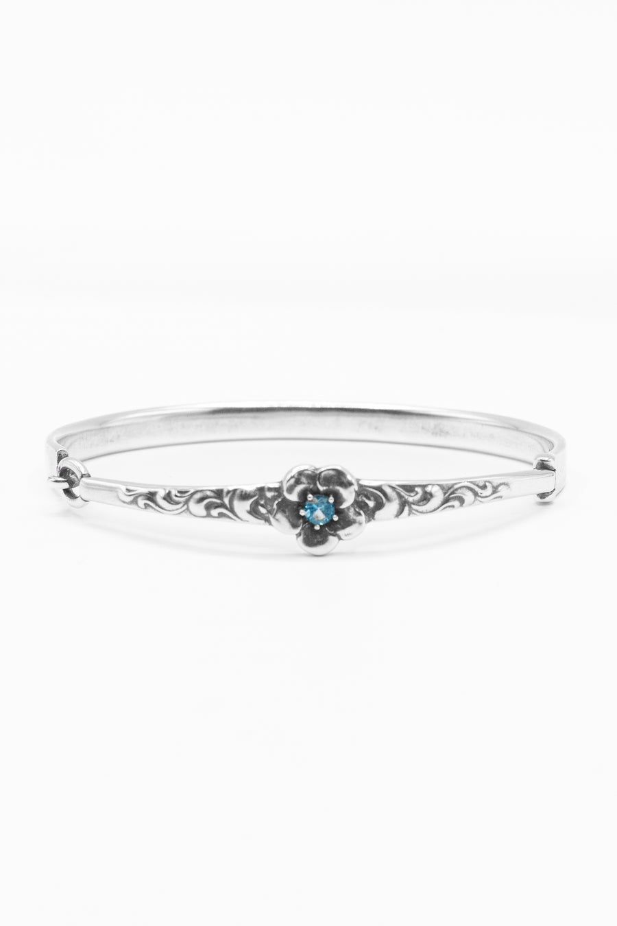 Petal Bangle Bracelet with Swiss Blue Topaz