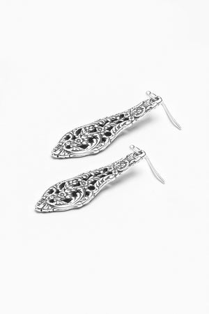 English Lace Sterling Silver Drop Earrings - Silver Spoon Jewelry