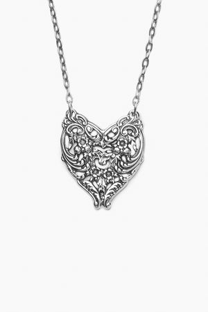 English Lace Sterling Silver Heart Necklace
