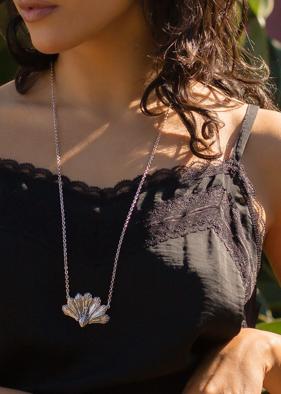 Peacock necklace silver hotsell